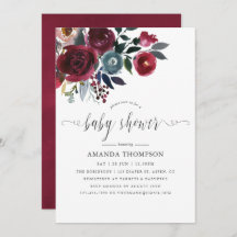 Boho Chic Burgundy and Navy blommigt Baby Shower
