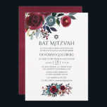 Boho Chic Burgundy och Navy Bat mitzvah Inbjudningar<br><div class="desc">Trendig burgundy - marsala och marinblå Boho-bat mitzvah inbjudningar med handskriftstypografi designade för att snabbt och enkelt kunna anpassas till dina händelsespecifikationer.</div>