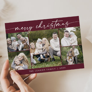 Boho Chic Burgundy Photo Boho God jul Julkort