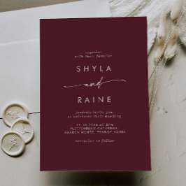 Boho Chic Burgundy Red Avslappnad Bröllop Inbjudningar