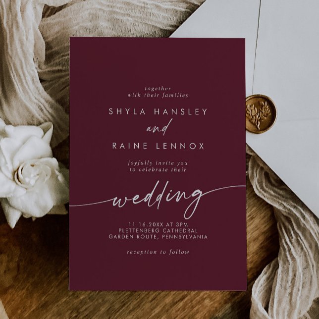 Boho Chic Burgundy Red Bröllop Inbjudningar (Skapare uppladdad)
