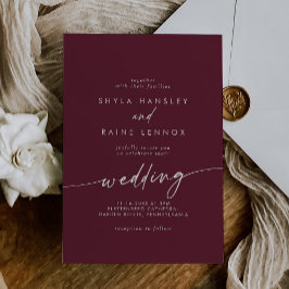 Boho Chic Burgundy Red Bröllop Inbjudningar