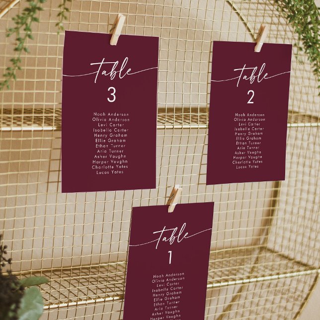 Boho Chic Burgundy Red Hanging Seing Chart Inbjudningar (Skapare uppladdad)