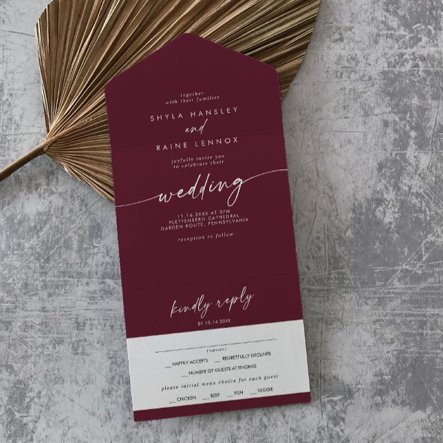 Boho Chic Burgundy Red Meal Choice OSA Bröllop (Skapare uppladdad)