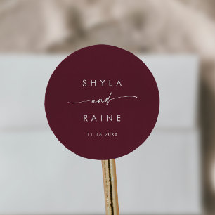 Boho Chic Burgundy Red Namn kuvert Seals Runt Klistermärke