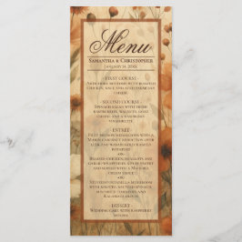 Boho Chic Burnt Sienna Watercolor Floral Wedding Meny