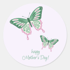 Boho Chic Butterflies Lycklig Mors dag Stickers Runt Klistermärke