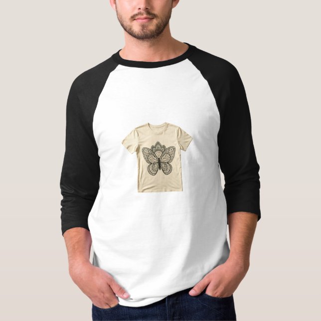 Boho Chic Butterfly Mandala T Shirt (Framsida)