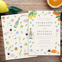 Boho Chic Citrus Rustic Summer Bröllop Inbjudningar