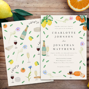 Boho Chic Citrus Rustic Summer Bröllop Inbjudningar