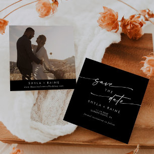 Boho Chic COLOR EDITABLE Square Photo Back Spara Datumet
