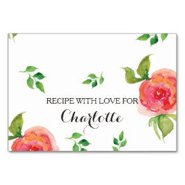 boho chic Coral blommigt möhippa Recept Card Bordsnummer