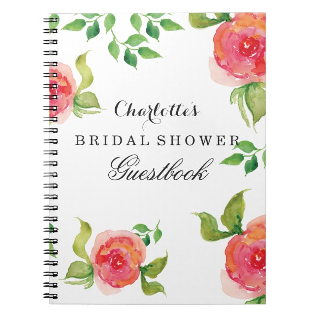 boho chic Coral möhippa Guestbook Anteckningsbok Med Spiral (Framsidan)