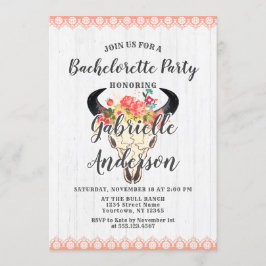 Boho Chic Cow Skull Bachelorette-partiets inbjudan