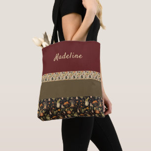 Boho-Chic Cranberry & Grönt Tote Bag Tygkasse