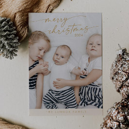 Boho Chic Cream Guld Cute Unik fotojul Julkort