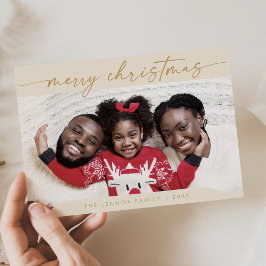 Boho Chic Cream Guld Easy Modern Photo jul Julkort