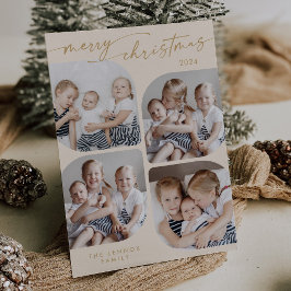 Boho Chic Cream Guld Family Multi Photo jul Julkort