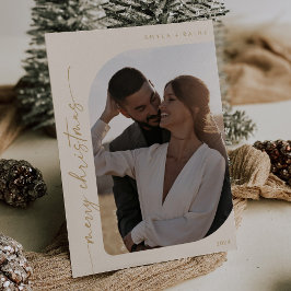 Boho Chic Cream Guld Photo Simple God jul Julkort