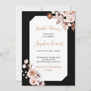 Boho Chic Cream och Brown Blommigt Möhippa Inv. Inbjudningar