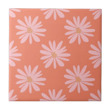 BOHO Chic Daisy Mönster Peach Orange Retro-Blommig