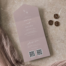 Boho Chic Dammtrosa Dubbel QR-kod Bröllop