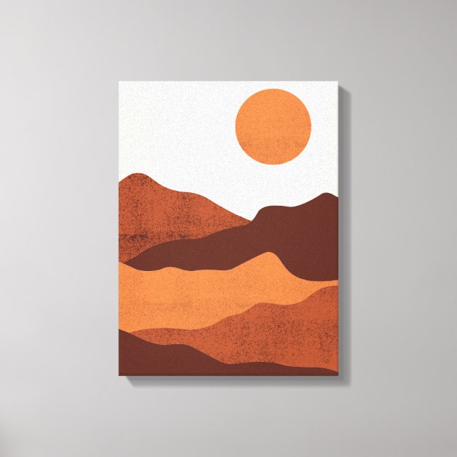 Boho Chic Desert Mountains liggande Canvastryck (Framsida)