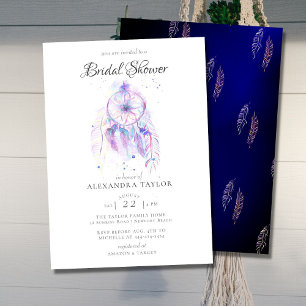 Boho Chic Dream Catcher Möhippan Blue Elegant Inbjudningar