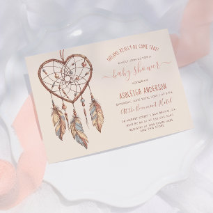Boho Chic Dream Catcher Rustic Tribal Baby Shower Inbjudningar