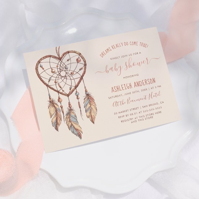 Boho Chic Dream Catcher Rustic Tribal Baby Shower Inbjudningar (Skapare uppladdad)