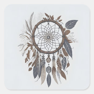 Boho Chic Dreamcatcher Earthy Toned Charm Fyrkantigt Klistermärke