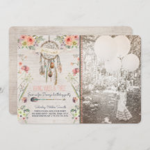 Boho chic Dreamcatcher födelsedagsfest inbjudan