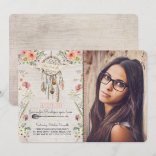 Boho chic Dreamcatcher studentfestinbjudan Inbjudningar