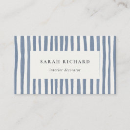 Boho Chic Dusky Blue Watercolor Hand Drawn Strips Visitkort