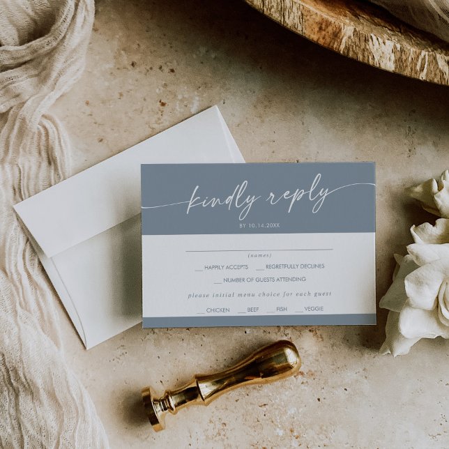 Boho Chic Dusty Blue Menu Choice OSA kort (Skapare uppladdad)