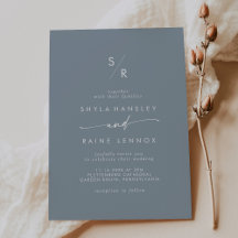 Boho Chic Dusty Blue Monogram Bröllop