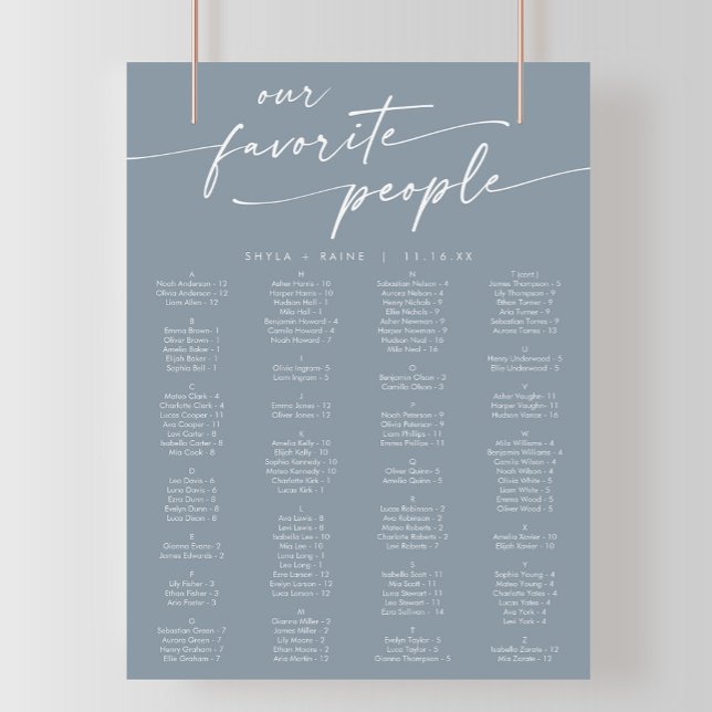 Boho Chic Dusty Blue Printable Sittschema Poster (Skapare uppladdad)