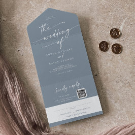 Boho Chic Dusty Blue QR Code Mail i Bröllop