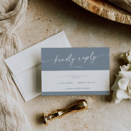 Boho Chic Dusty Blue Simple Bröllop OSA Kort
