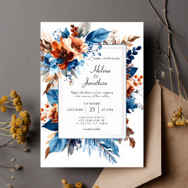 Boho Chic Dusty Blue Terracotta Elegant Wedding Inbjudningar