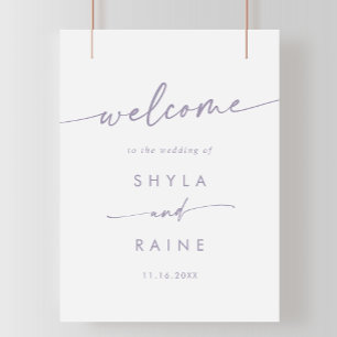 Boho Chic Dusty Lila DIY Bröllop Välkomsttecken Poster
