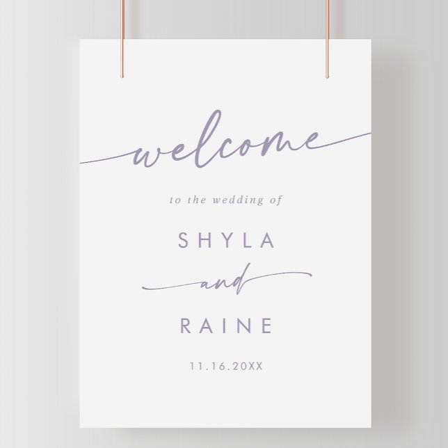 Boho Chic Dusty Lila DIY Bröllop Välkomsttecken Poster (Skapare uppladdad)