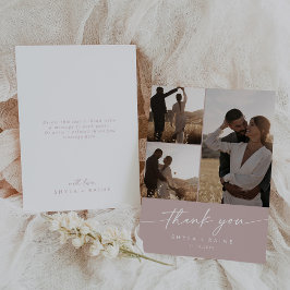 Boho Chic Dusty Ro Rosa Bröllop Photo Collage Tack Kort