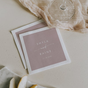 Boho Chic Dusty Ro Rosa Monogram Bröllop Napkins Pappersservett