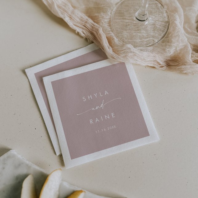 Boho Chic Dusty Ro Rosa Monogram Bröllop Napkins Pappersservett (Skapare uppladdad)