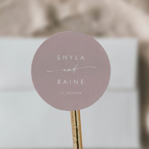 Boho Chic Dusty Ro Rosa Namn Kuvert Seals Runt Klistermärke