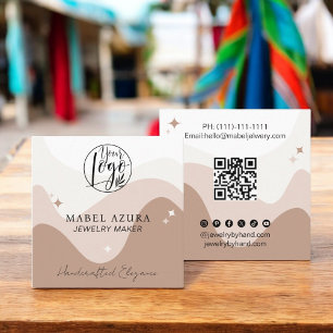 Boho chic Earth tone Juelry Maker Qr logotyp Fyrkantigt Visitkort