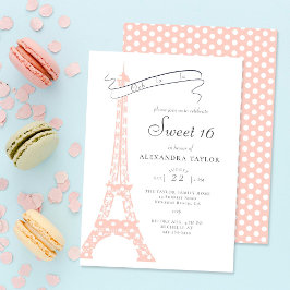 Boho Chic Eiffel Paris  Polka dots Sweet 16 Inbjudningar