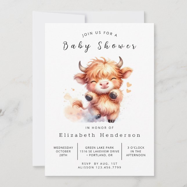 Boho Chic Elegant Cow Baby Shower Inbjudningar (Framsida)