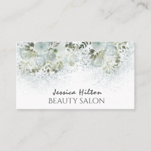 Boho chic elegant dammig blommigt med blå vattenfä visitkort
